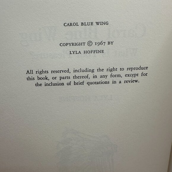 Carol Blue Wing By Lyla Hoffine Hardcover First Edition 1967 David McKay Co. Jac - Picture 5 of 6